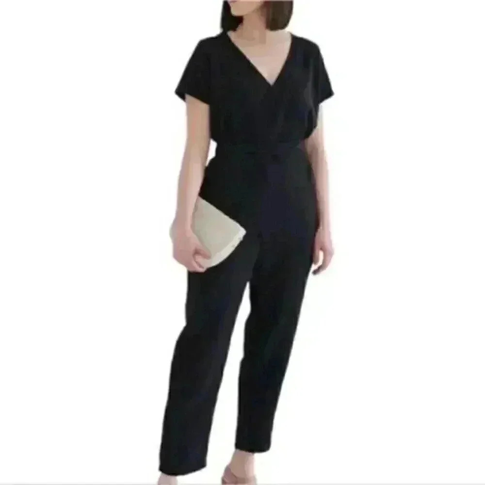 𝅺Sotela Stella Jumpsuit Women Small Black Pockets Lagenlook